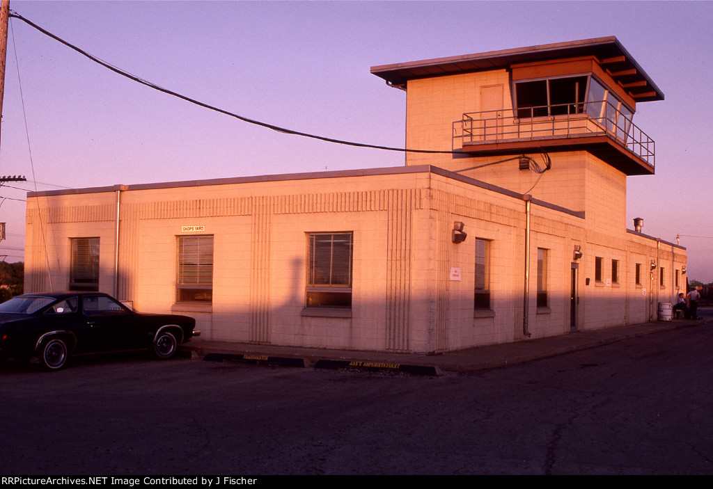 Soo Line yard office at sunset